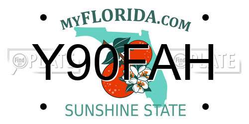 Y90FAH Florida License Plate