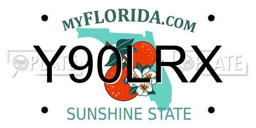 Y90LRX Florida License Plate