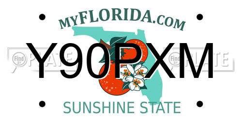 Y90PXM Florida License Plate