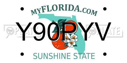 Y90PYV Florida License Plate