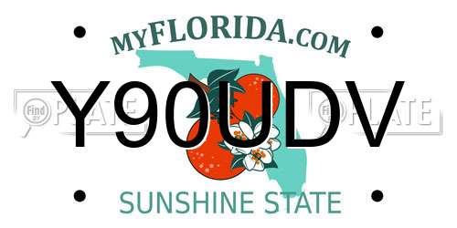 Y90UDV Florida License Plate