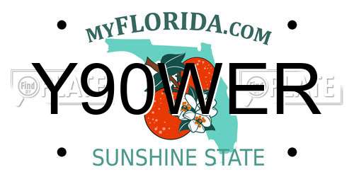 Y90WER Florida License Plate
