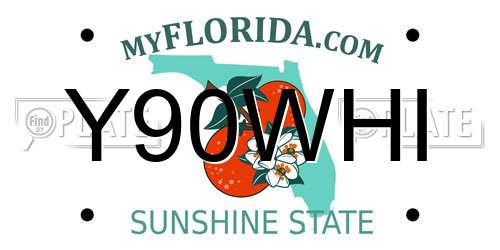 Y90WHI Florida License Plate
