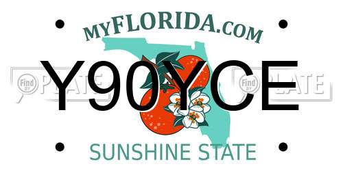 Y90YCE Florida License Plate