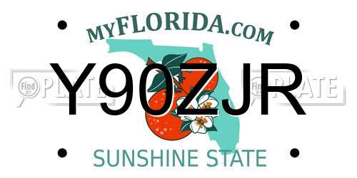 Y90ZJR Florida License Plate