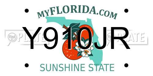 Y910JR Florida License Plate