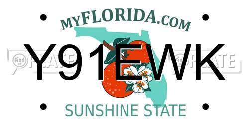 Y91EWK Florida License Plate