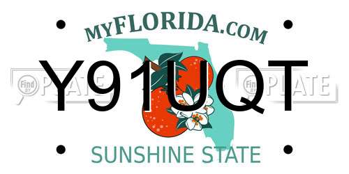Y91UQT Florida License Plate