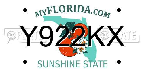 Y922KX Florida License Plate