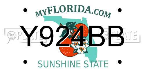 Y924BB Florida License Plate