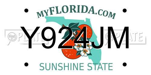 Y924JM Florida License Plate