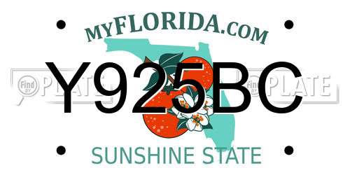 Y925BC Florida License Plate