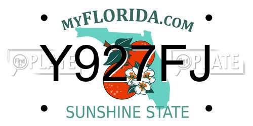 Y927FJ Florida License Plate