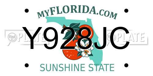 Y928JC Florida License Plate