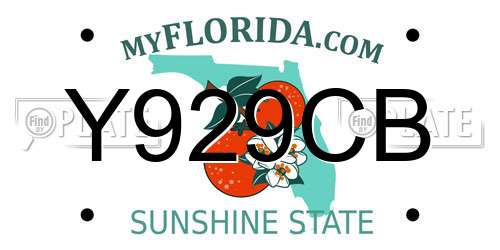 Y929CB Florida License Plate