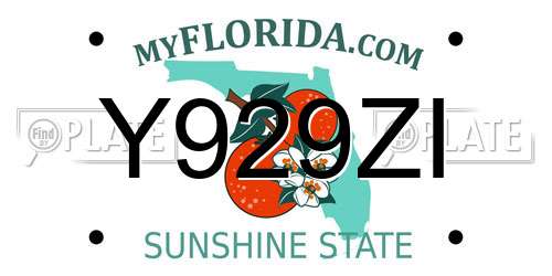 Y929ZI Florida License Plate