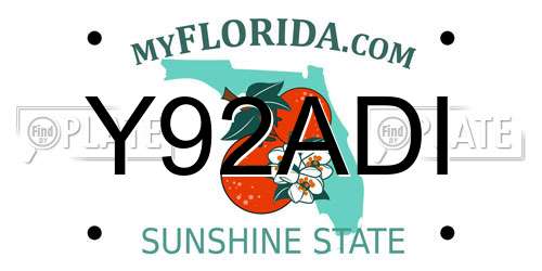 Y92ADI Florida License Plate