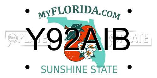 Y92AIB Florida License Plate