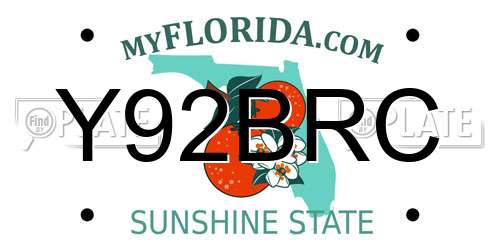 Y92BRC Florida License Plate