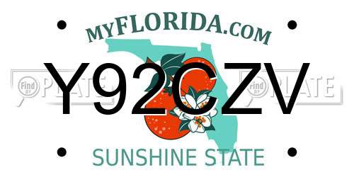Y92CZV Florida License Plate
