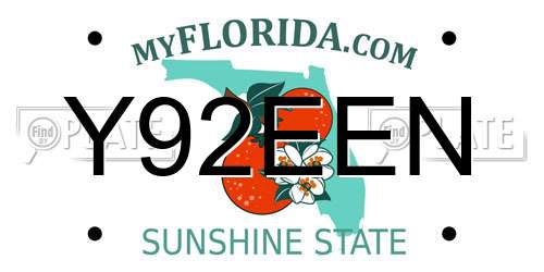 Y92EEN Florida License Plate