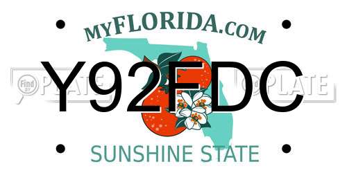 Y92FDC Florida License Plate