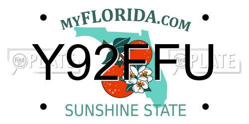 Y92FFU Florida License Plate