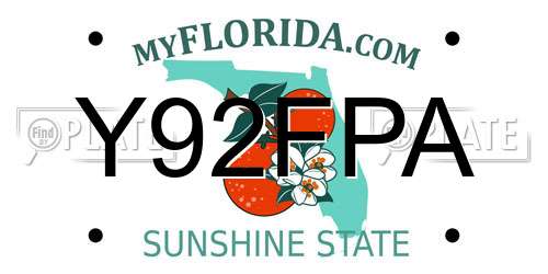 Y92FPA Florida License Plate