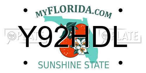 Y92HDL Florida License Plate
