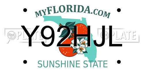 Y92HJL Florida License Plate