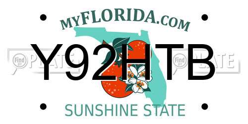 Y92HTB Florida License Plate