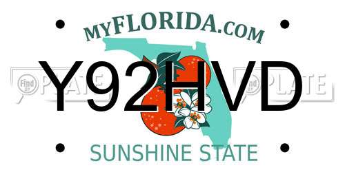 Y92HVD Florida License Plate