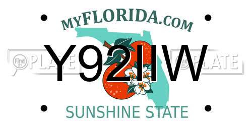 Y92IIW Florida License Plate