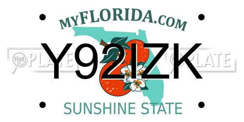 Y92IZK Florida License Plate