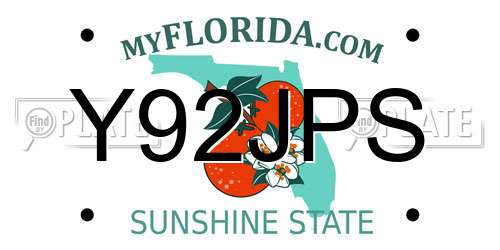 Y92JPS Florida License Plate
