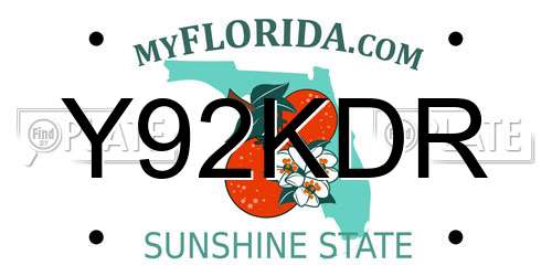 Y92KDR Florida License Plate