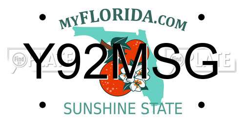 Y92MSG Florida License Plate