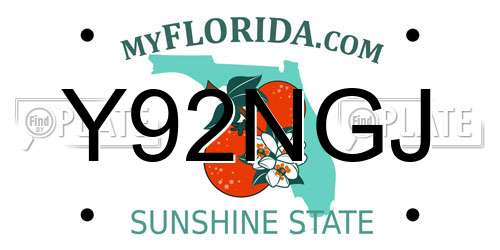 Y92NGJ Florida License Plate