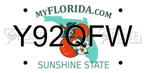 Y92QFW Florida License Plate
