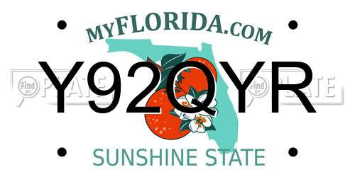 Y92QYR Florida License Plate