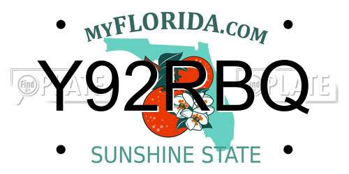 Y92RBQ Florida License Plate