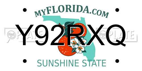 Y92RXQ Florida License Plate