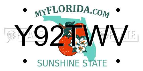 Y92TWV Florida License Plate