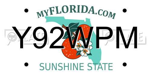 Y92WPM Florida License Plate