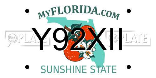 Y92XII Florida License Plate