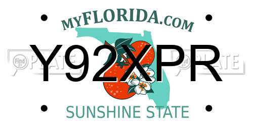 Y92XPR Florida License Plate