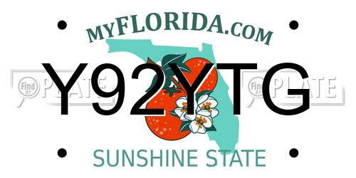 Y92YTG Florida License Plate