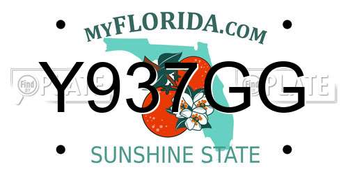 Y937GG Florida License Plate