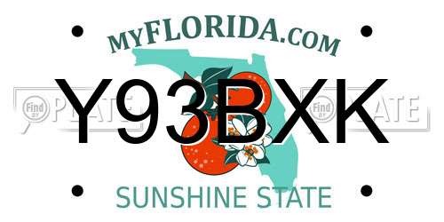 Y93BXK Florida License Plate