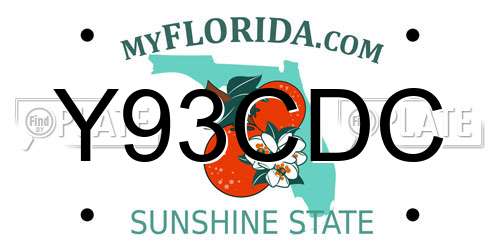 Y93CDC Florida License Plate